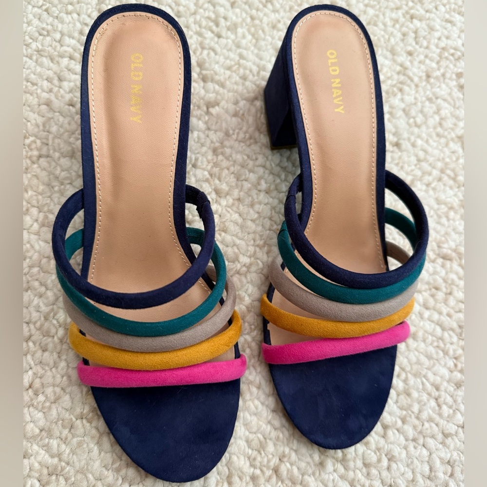 Old Navy Suede Navy w/Multi/Colored Strappy Sandal